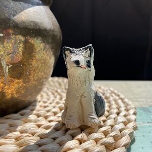 Vintage Miniature Ceramic Handmade Husky